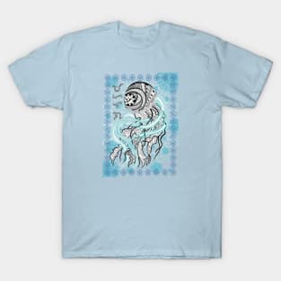 Tribal line Art Jellyfish / Baybayin word Mahalaga (Precious/Valued) T-Shirt